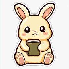 Fototapeta premium Cute Cartoon Bunny Holding a Book
