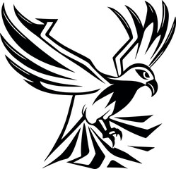 A creative bird emblem logo, ideal for companies looking for a distinctive, artistic, and nature-inspired identity.