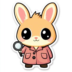 Cute Bunny Detective with Magnifying Glass