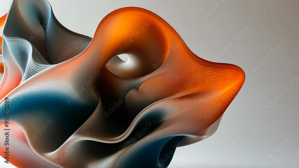 Poster colorful abstract sculpture showcasing fluid shapes and intricate texture in studio setting