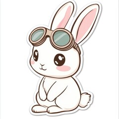 Obraz premium Cute Cartoon Rabbit Wearing Goggles