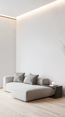 Modern minimalist living room interior with led lighting and elegant furniture
