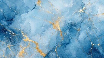 Abstract Blue and Gold Watercolor Background