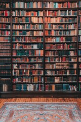 Old Bookshelves Filled With Books in a Library