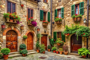Fototapeta premium old world italian village facade
