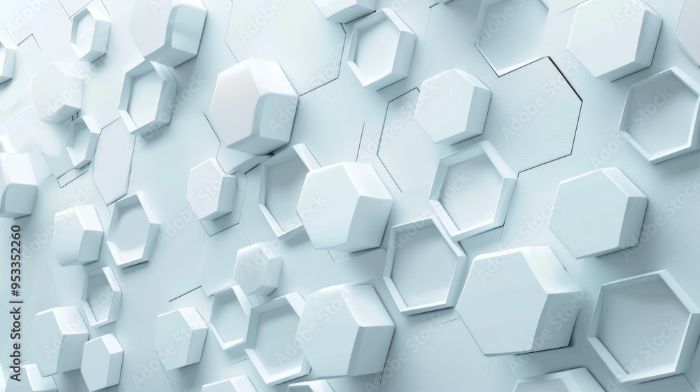 Aufkleber abstract d hexagonal shapes on a light background, creating a modern and clean visual aesthetic