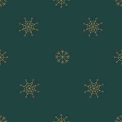 seamless pattern with snowflakes on a green background