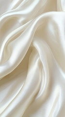 A symphony of soft, creamy silk drapes in gentle waves, inviting you to touch its delicate texture.