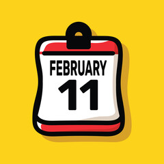 11 february calender color icon page year concept. number date text design.