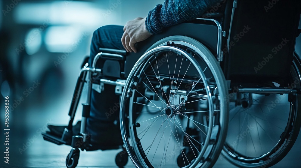 Aufkleber Disabled person using AI-driven virtual assistant to plan daily activities and set reminders at home Stock Photo with copy space