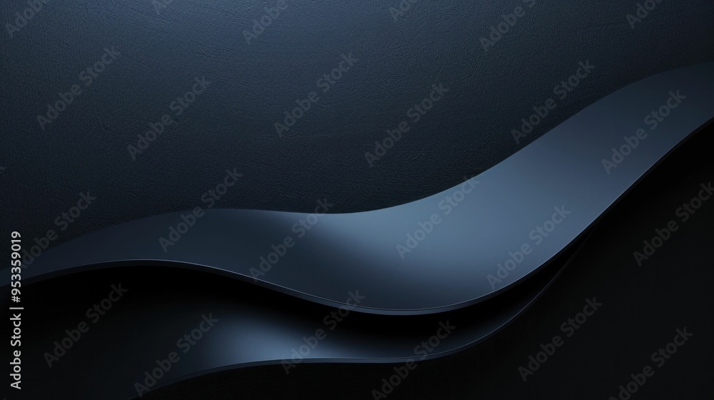 Poster abstract waves in dark blue tones creating a smooth and elegant background suitable for various crea
