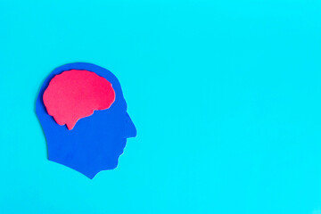 The silhouette of a human head with the brain highlighted in red. Intelligence, intelligence, uniqueness