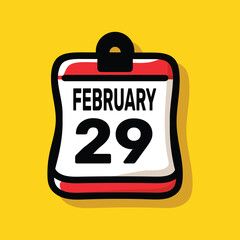 29 february calender color icon page year concept. number date text design.