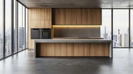 Fototapeta premium Modern Kitchen with City View