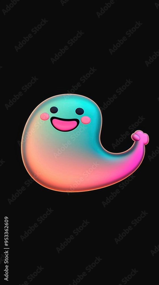 Wall mural Happy Rainbow Ghost Character 3D Illustration