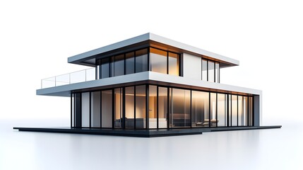 Minimalist modern glass and concrete private home with geometric architecture