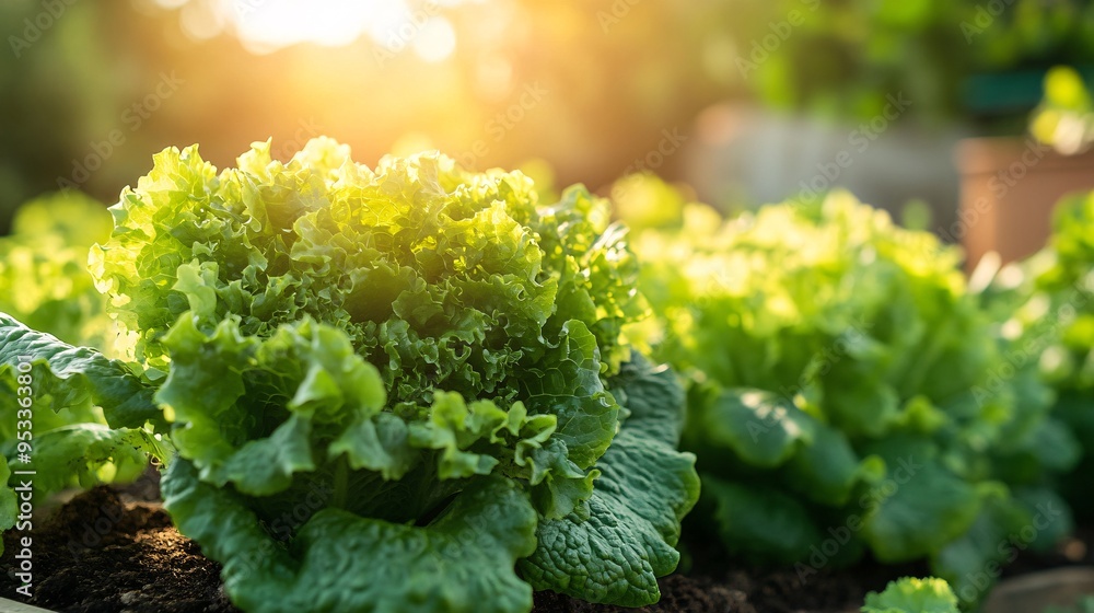 Aufkleber AI-controlled lighting system in a vertical farm adjusting intensity and spectrum to suit different growth stages of plants Stock Photo with copy space