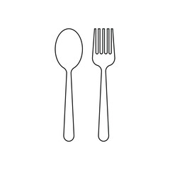 fork and spoon icon design vector outline style