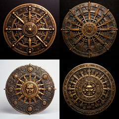 A round metal object in the form of a sun. A talisman, an amulet.