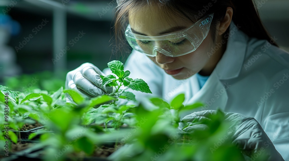 Poster young farmer using ai to monitor and adjust co2 levels in a high-tech plant factory promoting health