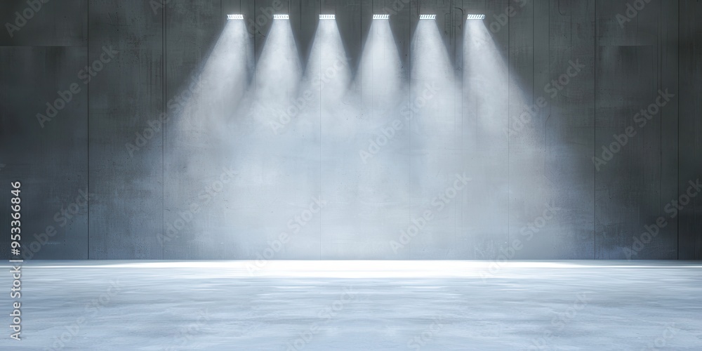 Wall mural concrete room with spotlights and empty floor