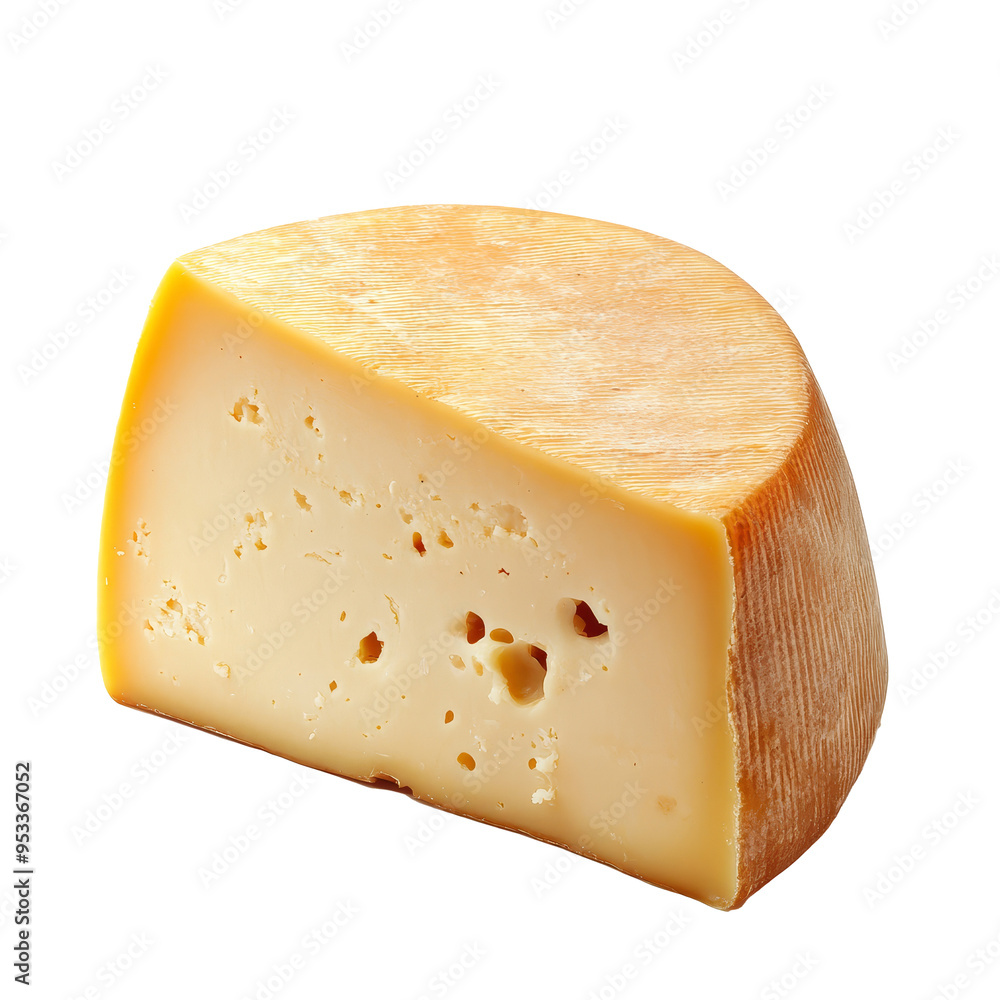 Poster a wedge of cheese sits on a transparent background, highlighting its smooth surface and appealing co