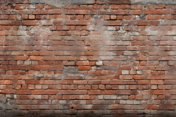 Fototapeta premium Processed collage of obsolete red brock masonry wall texture. Background for banner, backdrop
