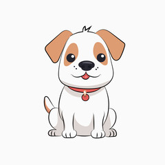 Cute dog vector illustrarion, Brown and white dog isolated on a white background.