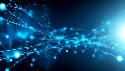 Dark Themed Abstract Backgrounds for Data Technology Connecting Dots and Lines.