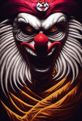 Naklejka premium Portrait of an evil creepy clown
