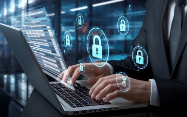 Cybersecurity for Employee Data: Businessman Manages Confidential Files
