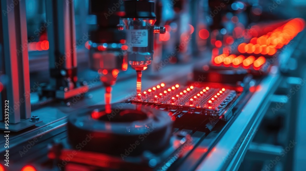 Aufkleber Advanced Robotic Assembly Line in Electronics Factory with Precision Machinery