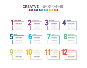 Presentation business infographic template, Timeline for 12 months, 1 year, can be used for workflow, process diagram, flow chart.