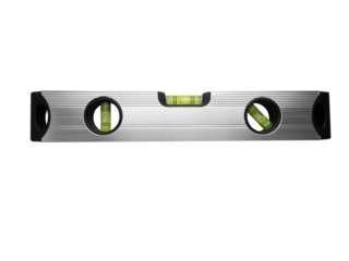 Silver spirit level isolated on white background. Construction tool.