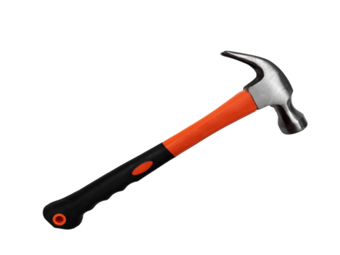 hammer with red and black rubber handle