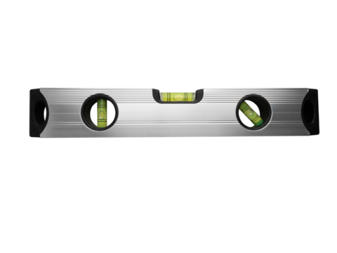 Silver spirit level isolated on white background. Construction tool.