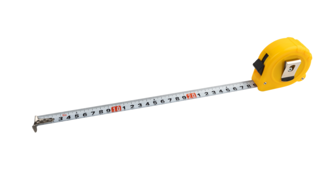 Building roulette for height and width measurement, isolated