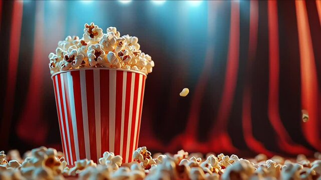 A bucket full of popcorn in a cinema theatre