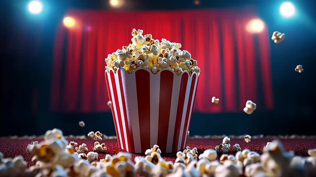 A bucket full of popcorn in a cinema theatre