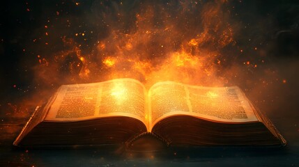 red yellow mist over a ancient magical christmas book background