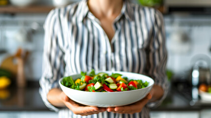 Woman Preparing Healthy Meal Modern Kitch