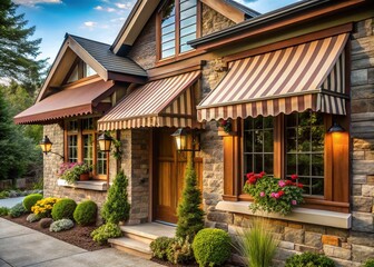 rustic charm window awning for craftsman home exterior