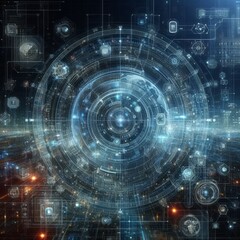 Obraz premium Digital backdround ideal for technological operations, neural networks, AI, data transmission and encryption, digital archives, audio and visual representations, scientific research 