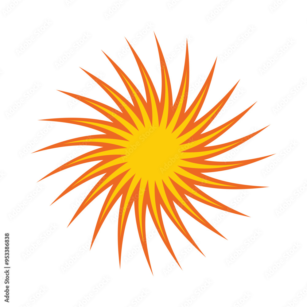 Wall mural twisted orange zigzag star sunburst explosion