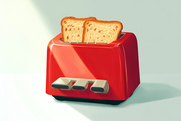 red toaster with bread	