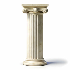 3d roman column white Greek marble pillar on white background