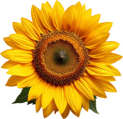 Fototapeta premium Vibrant sunflower with bright yellow petals and intricate seed pattern, symbolizing warmth and happiness in nature.