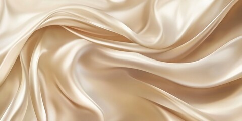 Obraz premium Elegant Beige Abstract Silk Texture: Smooth Transitions and Wavy Motion for Fashion and Beauty Marketing. Soft Curves and Graceful Patterns Ideal for Autumn Skincare Campaigns and Seasonal Promotions.