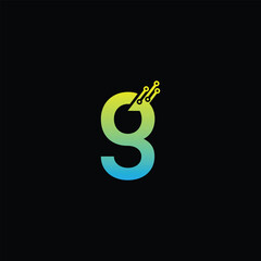 g letter technology logo design vector template