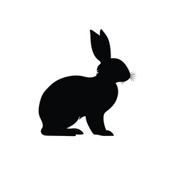 Obraz premium black silhouette of a rabbit isolated on white background 